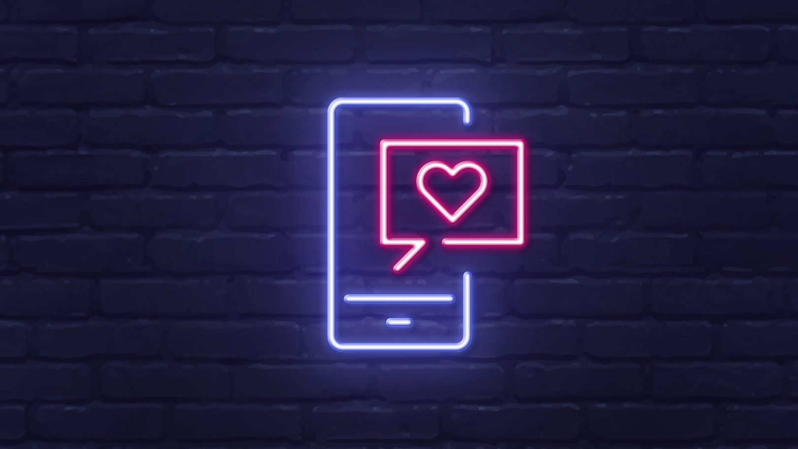 Neonsymbo Smartphone und Herz