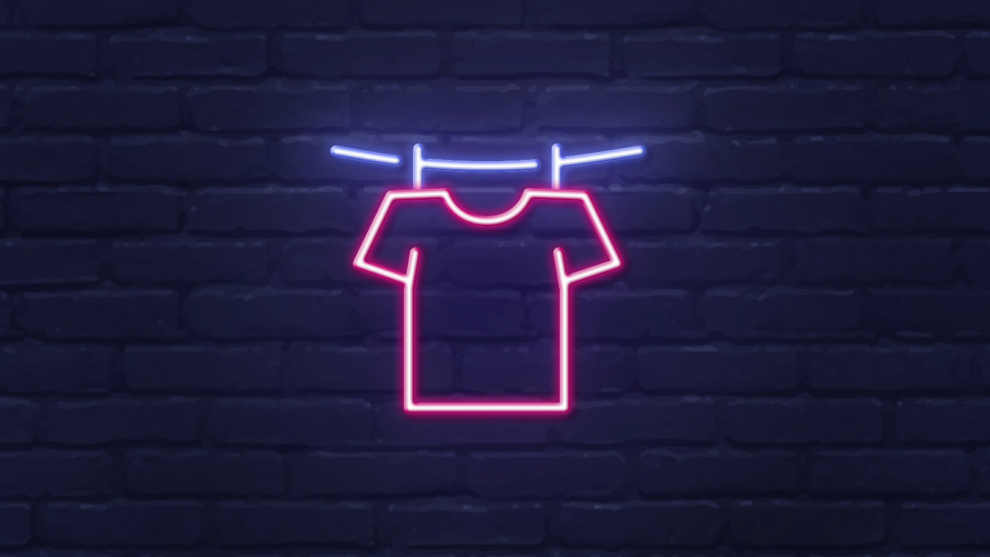 Neonsymbol T-Shirt Wäscheleine